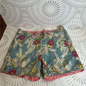 TAILOR VINTAGE Men’s Tropical/Pink‎ Reversible Swim Board Shorts Large Unlined